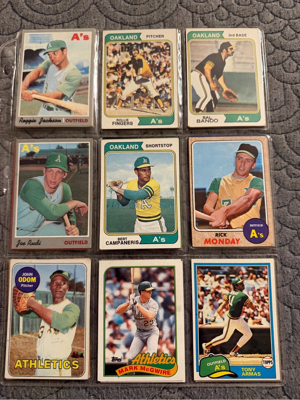 Topps Oakland A's Baseball Cards - Green and Yellow